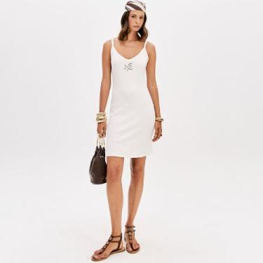 Imagem de Vestido Curto Lança Perfume Canelado Pr26 Off White Feminino, M