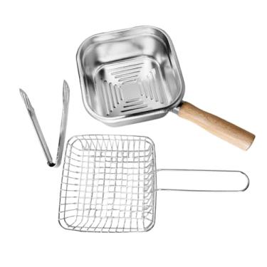 Imagem de IEUDNS Mini fritadeira com cesto de aço inoxidável, panela de cozimento, frigideira com alça confortável, portátil para caldo de peixe, batatas fritas,