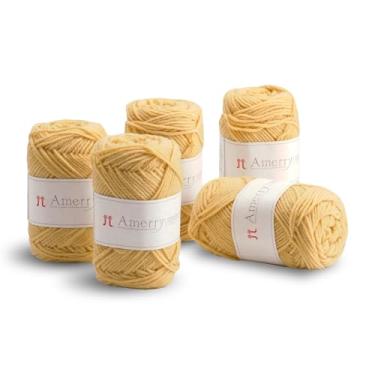 Imagem de Conjunto de 5 novelos Hamanaka Amerry, peso médio, 70% lã merino da Nova Zelândia, 30% mistura acrílica, fio macio e fácil de tricotar para tricô e crochê, feito no Japão (Col. 57)