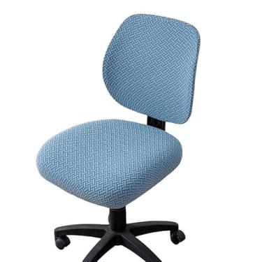 Imagem de Lzyjckh Capas elásticas para cadeiras de escritório, Capa protetora de assento de cadeira removível e lavável de 2 peças Capa antiderrapante universal para poltrona para decoração de casa,Blue