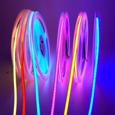 Imagem de Fita de LED COB de 5 mm, fita de LED 12V 400LEDs/m RA> 90 alto CRI, várias opções de cores, flexível cortável, 16,4 m 2000LEDs IP30 COB luz LED para decoração de sala de cozinha interna (branco