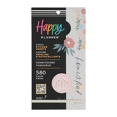 Imagem de Pacote de adesivos Happy Planner para calendários, diários e agendas, acessórios multicoloridos para scrapbook, tema Homesteader, tamanho clássico, 30 folhas, 580 adesivos no total