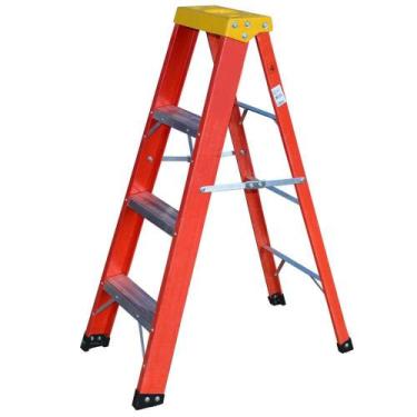 Imagem de Escada Tesoura Residencial Fibra 4 Degraus 1,20m - WBertolo