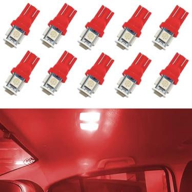 Imagem de QKYS 194 T10 168 lâmpadas LED vermelhas, 6000K super brilhante interior de carro lâmpada de placa de licença, 5050 chips 5SMD DC 12V W5W 2825 substituição de lâmpada LED para luzes de painel de porta