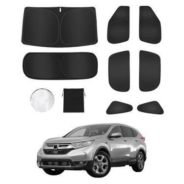 Imagem de 8 peças de persianas para Honda CRV (2017-2022) Acessórios – Cobertura total para janelas laterais, triangular traseiro e para-brisa – Proteção UV e privacidade para acampamento, cochilo, relaxamento