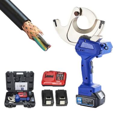 Imagem de Cortador de cabos hidráulico, ferramenta de corte de cabos de 65 mm, 18 V, alimentada por bateria com 2 baterias recarregáveis ​​para fios de aço trançados, núcleo de aço
