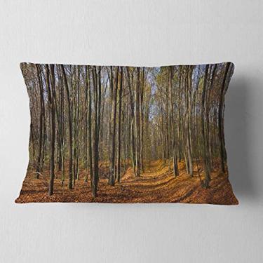 Imagem de Designart Almofada Dense Fall Panorama' Forest Manta Lombar Sala de Estar, Sofá, Almofada de Alta Qualidade + Capa de Almofada Estampada em ambos os lados 30,5 x 50,8 cm