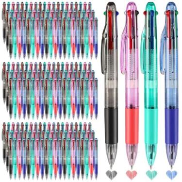 Imagem de ZneOkoay 200 canetas esferográficas básicas de 4 cores, multicoloridas, retráteis, canetas esferográficas 4 em 1 para adultos, estudantes, enfermeiros, professores, lembrancinhas, sacolas de brindes