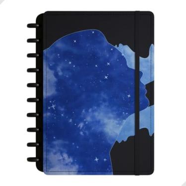 Imagem de Caderno Inteligente 10 Discos B5 | 80 Folhas Pautadas Removíveis, Capas Estampadas Astronômicas e Criativas, Reutilizável, Elástico de Fechamento, Organização Moderna para Estudos e Anotações Premium (Mulher)