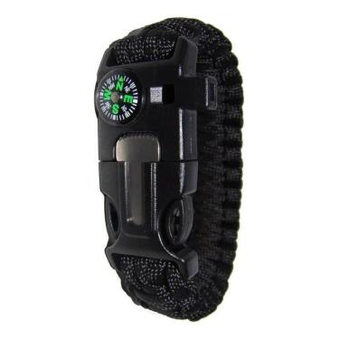 Imagem de 2X Pulseira Bracelete Sobrevivência Apito + Pederneira