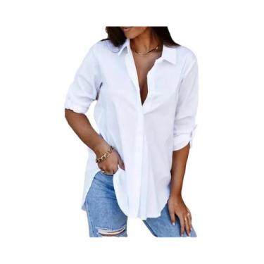 Imagem de Camisa Feminina Plus Size Manga Comprida - Soltinha e Casual - Cor Sól