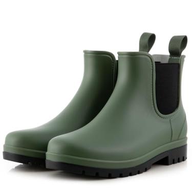 Imagem de planone Botas de chuva curtas femininas ortopédicas de largura larga modernas à prova d'água Chelsea para uso ao ar livre, sapatos de jardim, botas de tornozelo para mulheres, antiderrapante, para