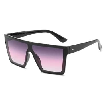 Imagem de Óculos de sol vintage grandes, feminino, degradê, masculino, punk, popular, luxuoso, colorido, uv400 (roxo-vermelho)