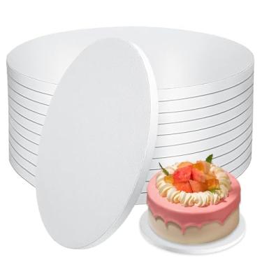 Imagem de Tábuas de bolo de 25 cm, pacote com 10 – tambores de bolo de papelão ondulado resistentes de 1,27 cm de espessura, base de bolo branco à prova de gordura para casamento, bolos de aniversário