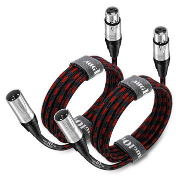 Imagem de Cabo de microfone Augioth XLR Pro 6 m macho para fêmea, pacote com 3 p