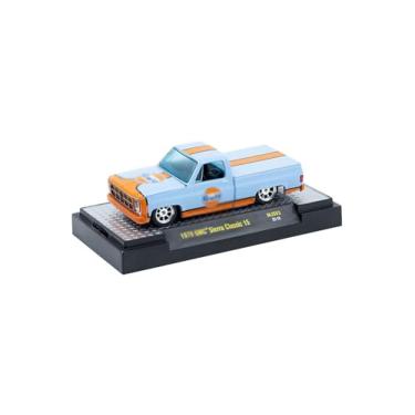 Imagem de 1979 Sierra Classic 15 Pickup Truck Light Blue with Orange Stripe Limited Edition to 10450 Pieces Worldwide 1/64 Diecast Model Car by M2 31500-MJS83