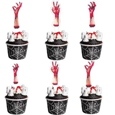 Imagem de Anemowind 30 Pack Double-Sided Bloody severed limb Cake Toppers, Halloween Hand Decorations for Scary Terror Themen party Dekoration