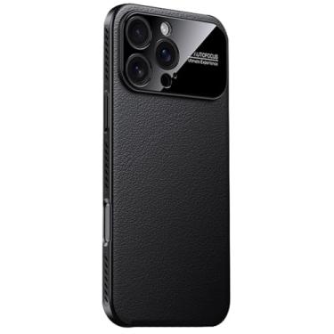 Imagem de LTLMYDAM Capa de couro vegano para iPhone 17 Pro Max/17 Pro/Air/17, capa fina com proteção de câmera de precisão textura lichia à prova de impressões digitais, preta, 17 Pro Max