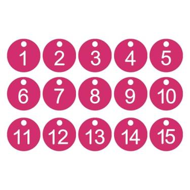 Imagem de PATIKIL 1 a 15 etiquetas numéricas, 15 peças, etiquetas redondas com número de identificação, chaveiro numerado de plástico para armários de bagagem, organizador de cabides de vendas de campo