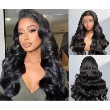 Imagem de QDOMEIAI Peruca de renda HD real 33 x 15 cm peruca frontal de renda total 220% densidade onda corporal HD transparente perucas de cabelo humano virgem pré-arrancadas com cabelo de bebê 66 cm