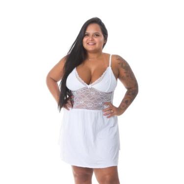 Imagem de Camisola Plus Size Sensual Sem Bojo Detalhe em Renda Lingerie Feminina