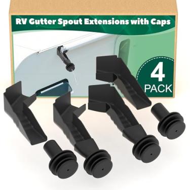 Imagem de Memrita 4 peças de bicos de calha de chuva para trailers com tampas, bico de calha e tampa de bico para trailer, afasta a água da chuva de ambos os lados, protege a cobertura do trailer contra rasgos