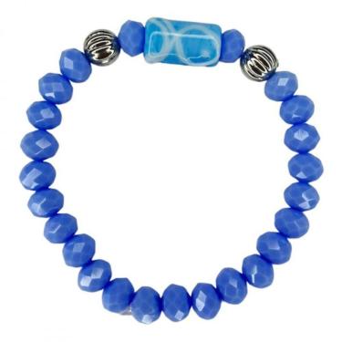 Imagem de Pulseira Iemanja Firma Peixe Azul Cristal E Silicone