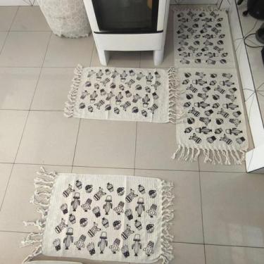 Imagem de Jogo de Passadeira Cacto Kit Tapete de Cozinha Estampado com Nozinho 0
