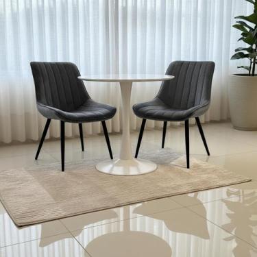 Imagem de Kit Cadeira de Jantar Recepção Estofada com Base em Metal, Design Mini
