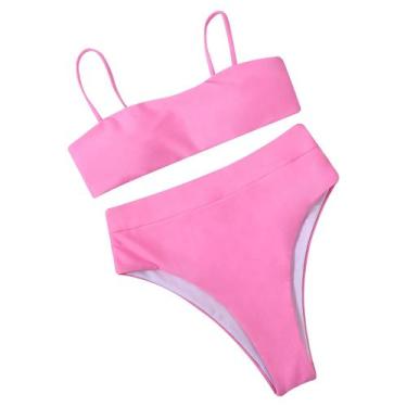 Imagem de Conjunto de biquíni feminino moda maiô de duas peças preenchido Soild 