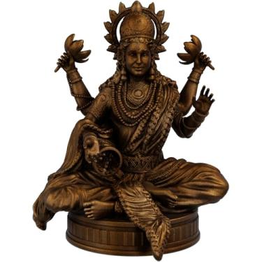 Imagem de Estátua Lakshmi Shri - Deusa Hindu da Prosperidade (Cor Cobre Antigo)