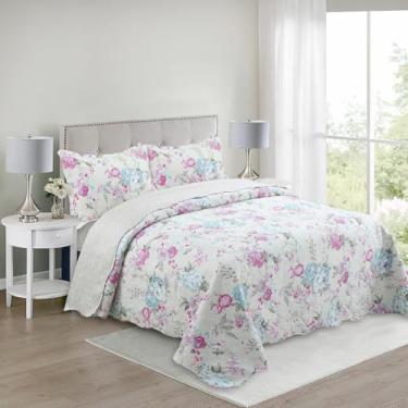 Imagem de Colcha Bouti Teka Queen com 2 Porta Travesseiros, Jogo de Cama 3 Peças (Florido)