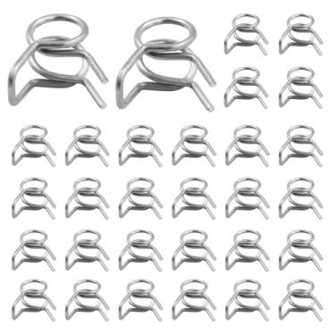 Imagem de BokWin Pacote com 30 braçadeiras de mangueira de mola de fio duplo de 5 mm de diâmetro interno, clipes de mola ajustáveis, aço inoxidável para mangueira, linha de combustível, tubo de água, aplicações