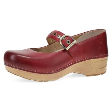 Imagem de Dansko Tamancos femininos XP 2.0 Mary Jane – Sapatos de couro antiderrapante com suporte de arco, palmilha removível e alça ajustável – Ideal para professores e profissionais de serviço, Vermelho