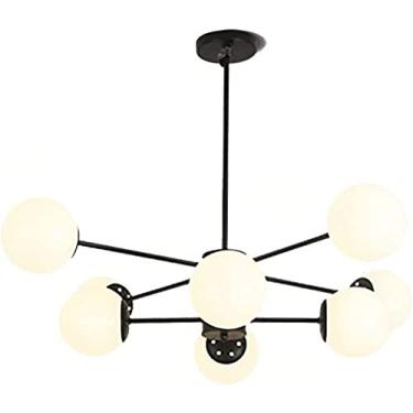 Imagem de Lustre Nordic Glass Ball Chandelier, Luminária pendente de vidro de meados do século, Luminária de teto, Luminária suspensa, Quarto, Sala de jantar, Loft, Café, Luzes suspensas (Preto, 8 li