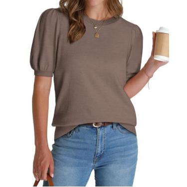 Imagem de Suéter de manga curta WIHOLL 2025 para mulheres Coffee M