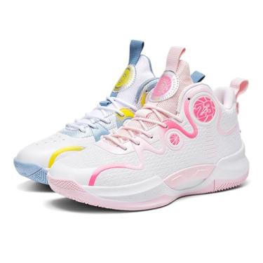 Imagem de Novetra Tênis de basquete masculino cano alto, respirável, com cadarço, sola grossa, antiderrapante e amortecimento(Two-color,37 BR)