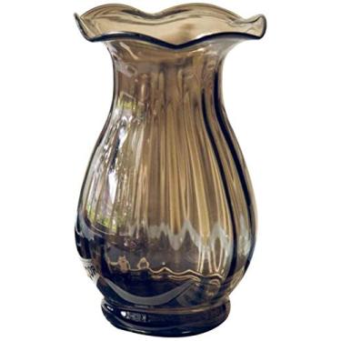 Imagem de Vaso de vidro feito à mão artesanato criativo em relevo boca de garrafa de onda decorações de escritório doméstico (25 * 16 cm) para flores