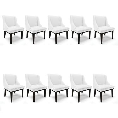 Imagem de Kit 10 Cadeiras de Jantar Liz Corino Branco Base Fixa Madeira Preto - D'Rossi