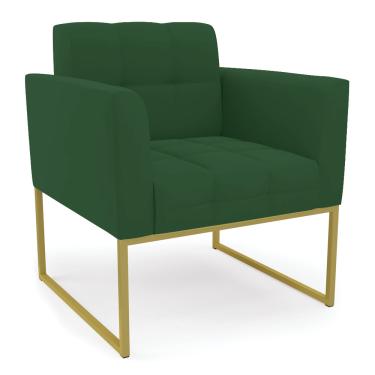 Imagem de Poltrona Elisa Veludo Verde Base Metálica Industrial Dourado - D'Rossi