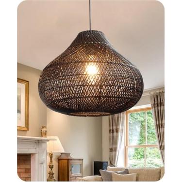 Imagem de Luminária pendente de vime Chandelier Karjear Black Rattan 42 cm - Kar
