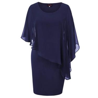 Imagem de Vestido de noite feminino de chiffon Shrug Wraps Hanna Nikole azul mar
