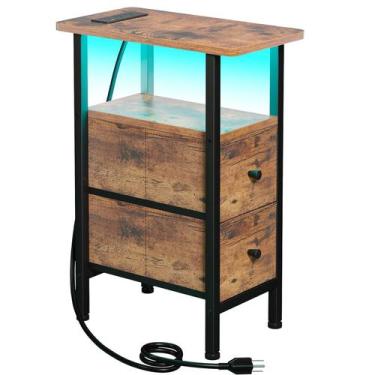Imagem de Mesa LOAKEKEL Mesa lateral estreita 40x20x59cm LED de carregamento