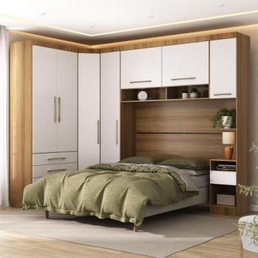 Imagem de Quarto 7 Portas 5 Gavetas Cab Qn Paris Master Luciane Móveis Avelã Pf/