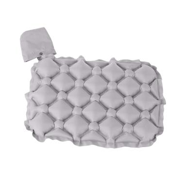 Imagem de Ysyqkn Almofada de assento inflável para viagem, almofada de assento de ar respirável, tapete dobrável para cadeira de escritório, de de ar para acampamento, Cinza