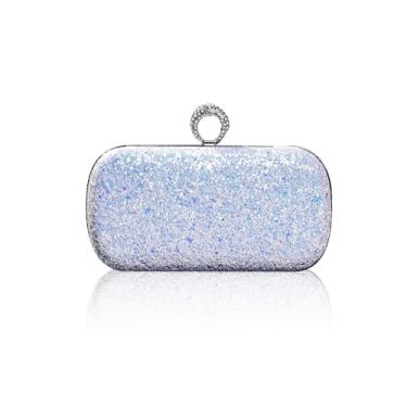 Imagem de CORIOS Bolsa feminina clutch de lantejoulas para noite bolsa feminina brilhante bolsa de casamento bolsa de ombro com glitter, Branco, Large