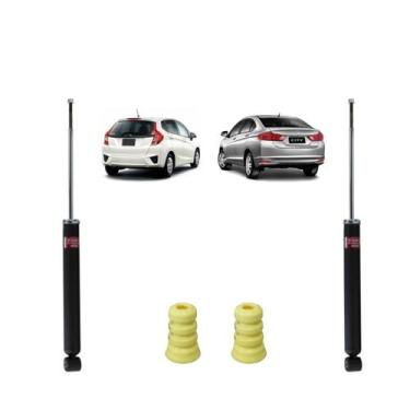 Imagem de Par Amortecedor Kayaba Traseiro + Batentes Honda City e Fit 2015 2016 