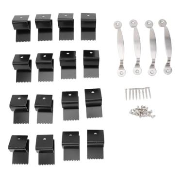 Imagem de Hurricane Board Up Clips pacote com 16 unidades de aço inoxidável para compensado de 30 cm com alças e parafusos compatíveis com placas OSB, janelas de tijolo e concreto, fácil instalação (preto)