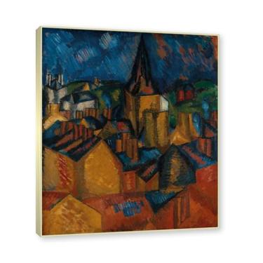 Imagem de Moldura de champanhe. Impressões Raoul Dufy, (A Torre do Sino), pôster de viagem vintage, arte impressionista, imagem de arte de parede em tela para decoração de casa. 40 x 48 cm - 15,7 x 18,9 pol