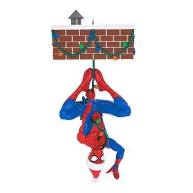 Imagem de Hallmark Keepsake Enfeite de Natal 2025, Marvel Spider-Man Peekbuster com som ativado por movimento, presentes para fãs da Marvel